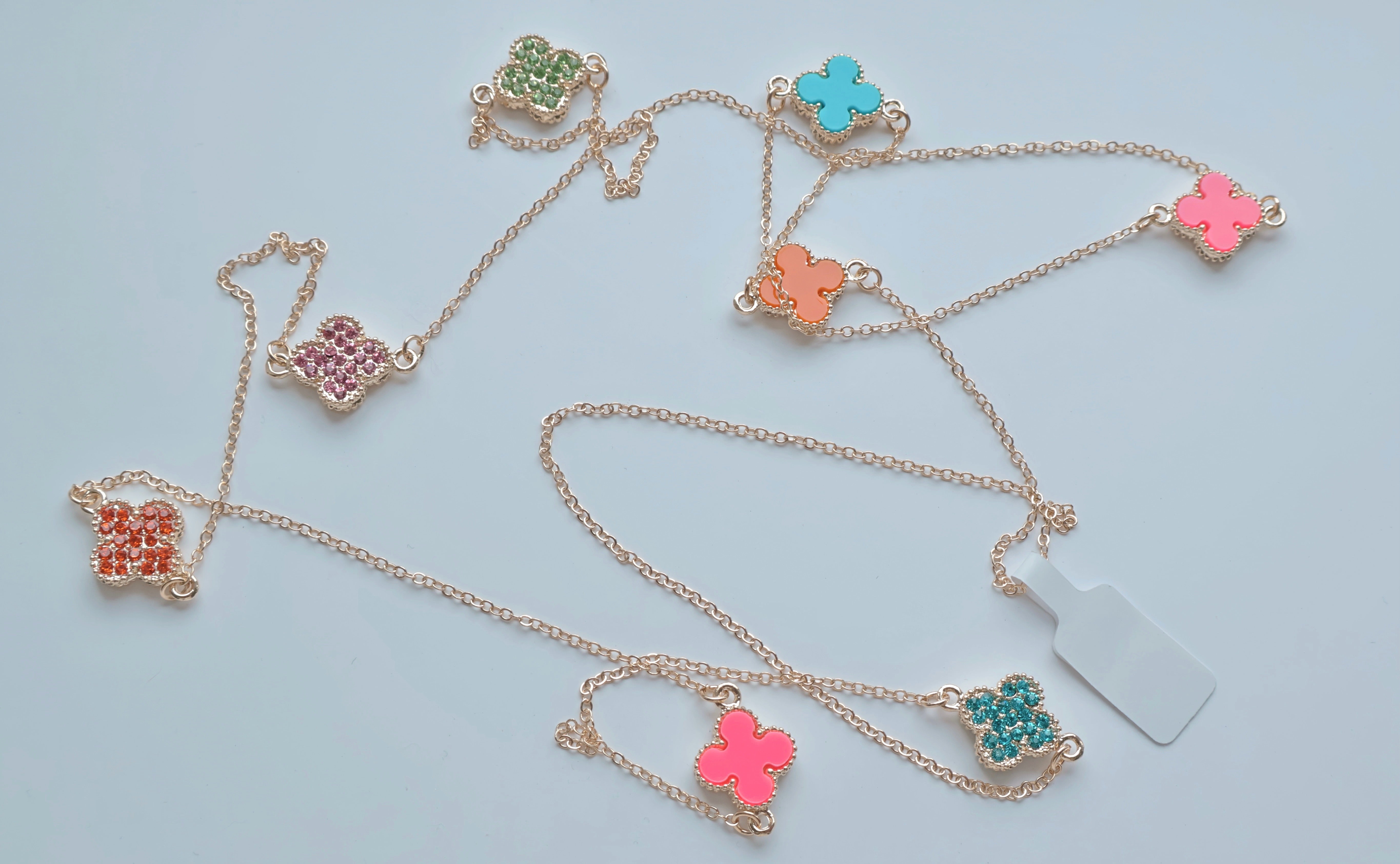 LONG MULTI COLOURED CLOVERS NECKLACE