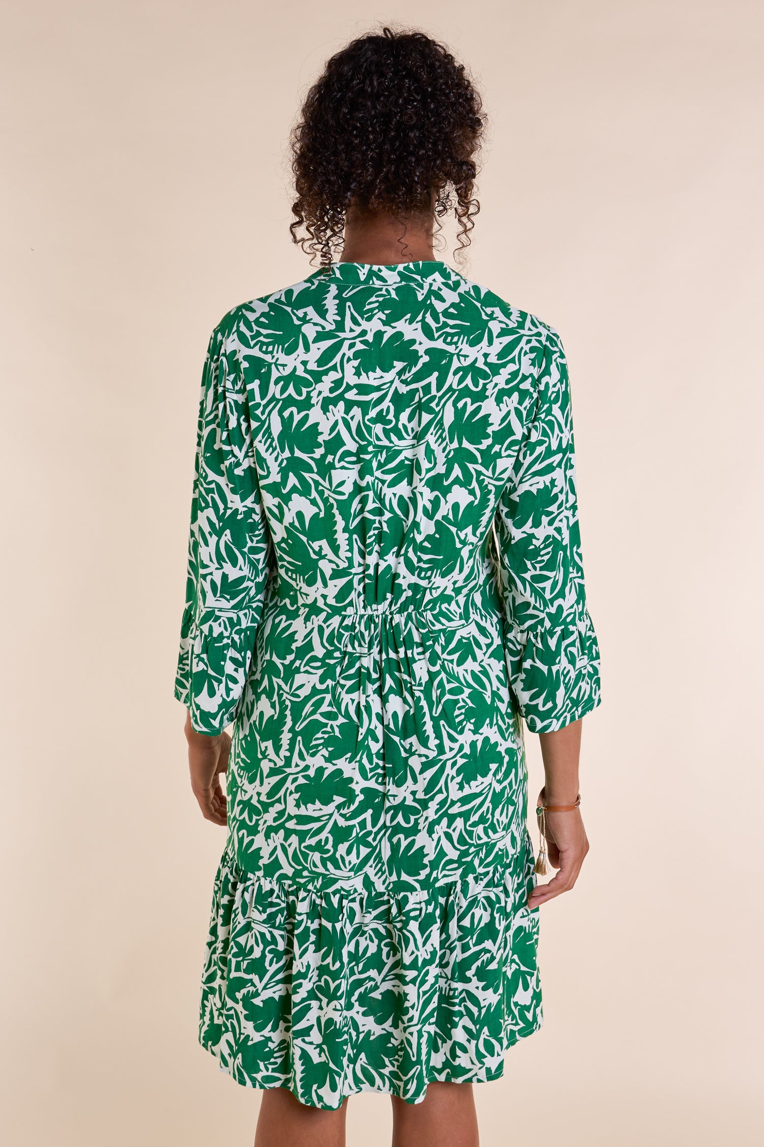 NOMADS ECOVERO GATHERED TUNIC DRESS - LEAF