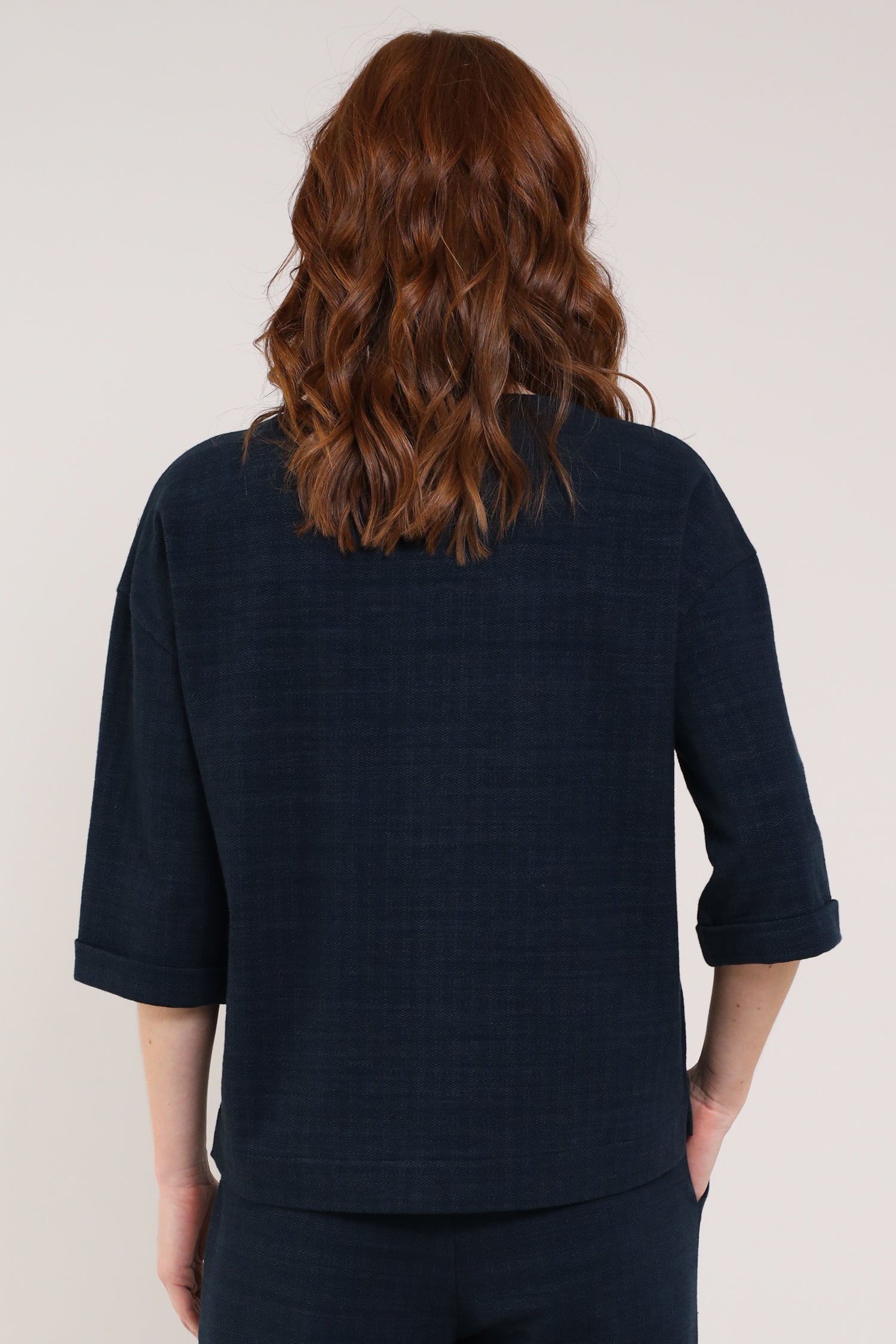 DROP SHOULDER TOP - NAVY