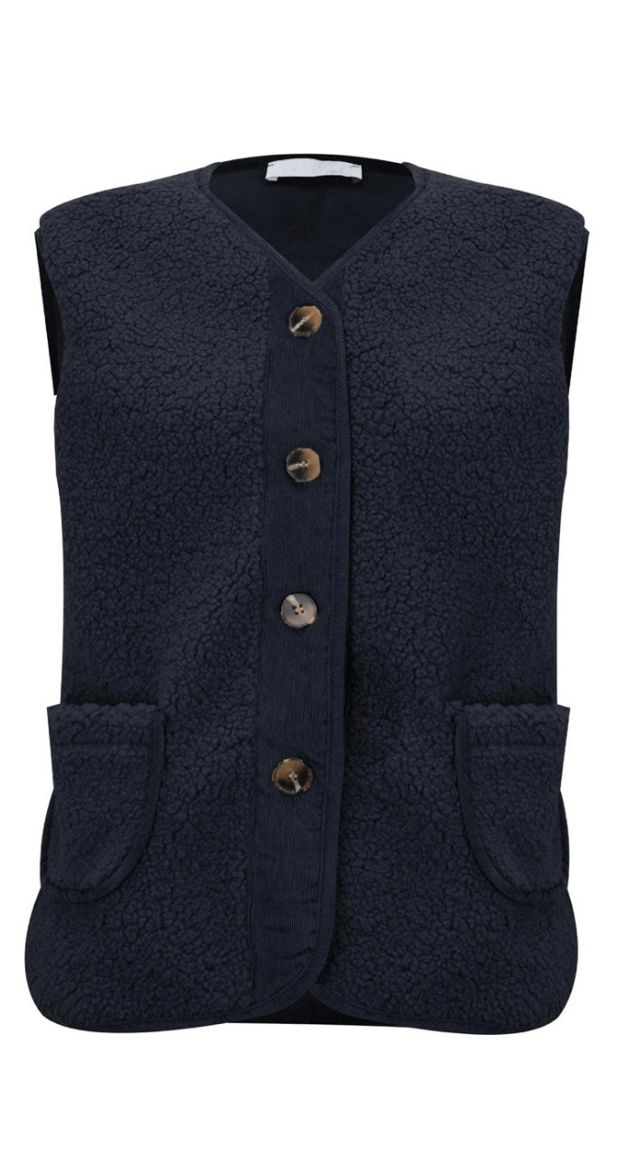 AMAZING WOMAN TEDDY GILET - NAVY