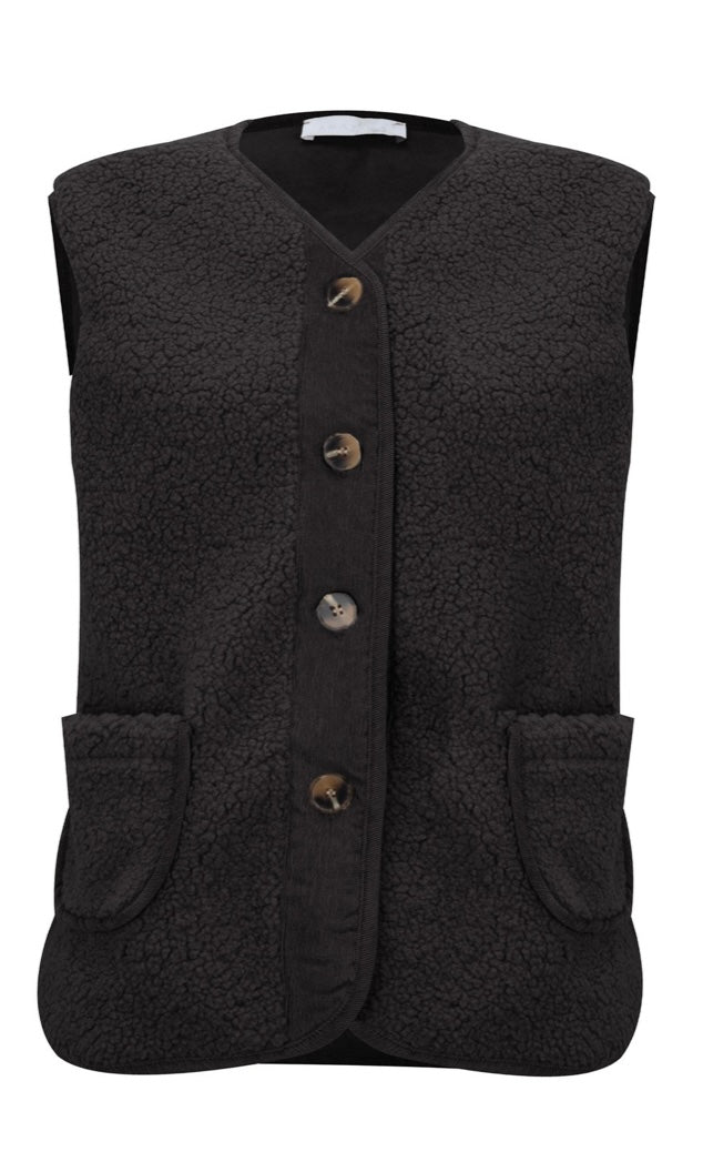 AMAZING WOMAN TEDDY GILET - CHARCOAL