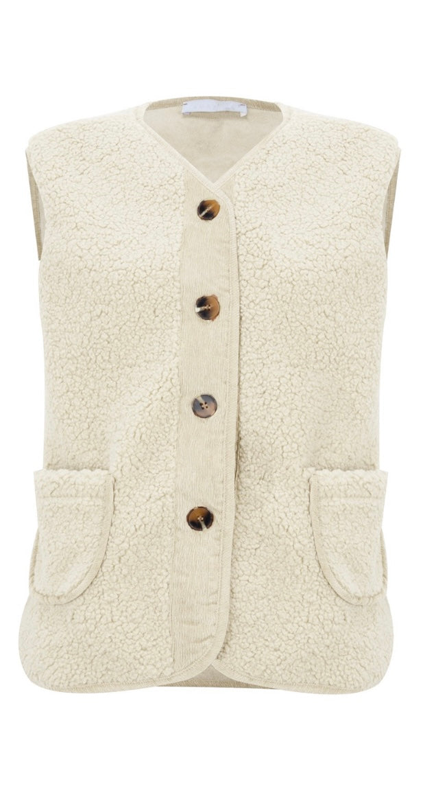 AMAZING WOMAN TEDDY GILET - CREAM