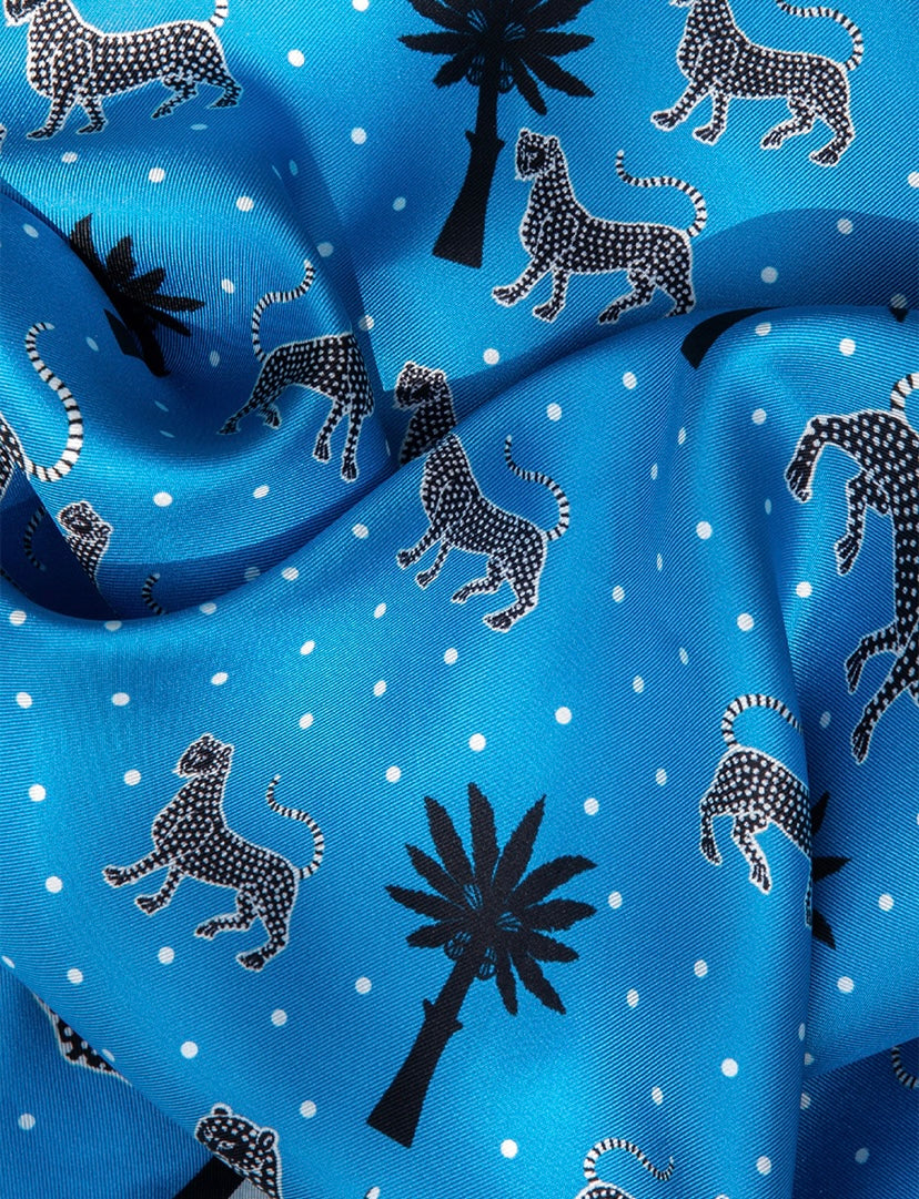Ortigia Square Silk Scarf - Blue