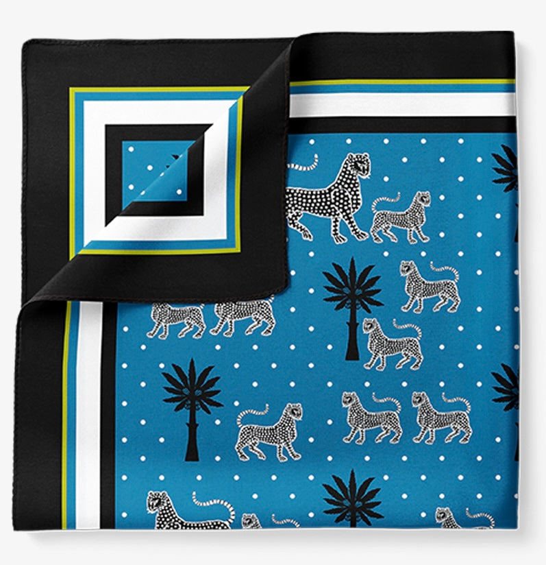 Ortigia Square Silk Scarf - Blue