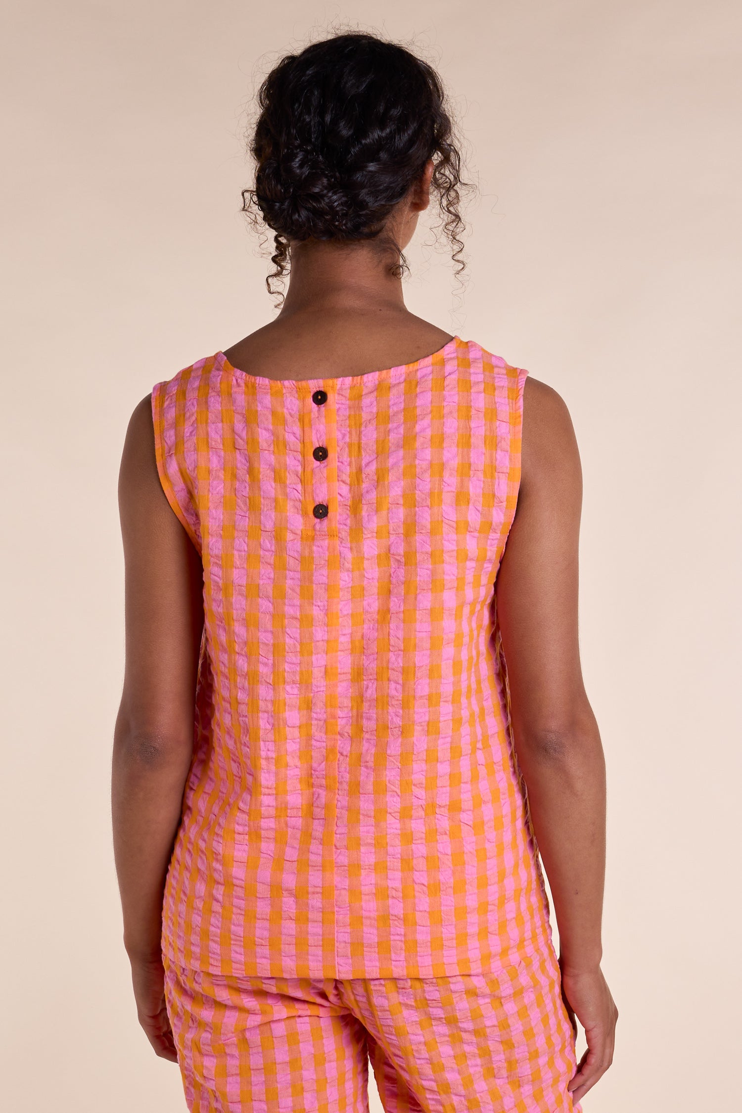 NOMADS TEXTURED COTTON VEST - TANGERINE