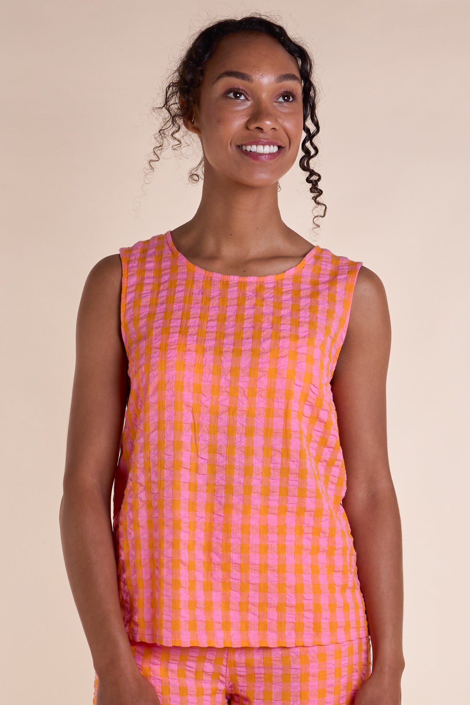 NOMADS TEXTURED COTTON VEST - TANGERINE
