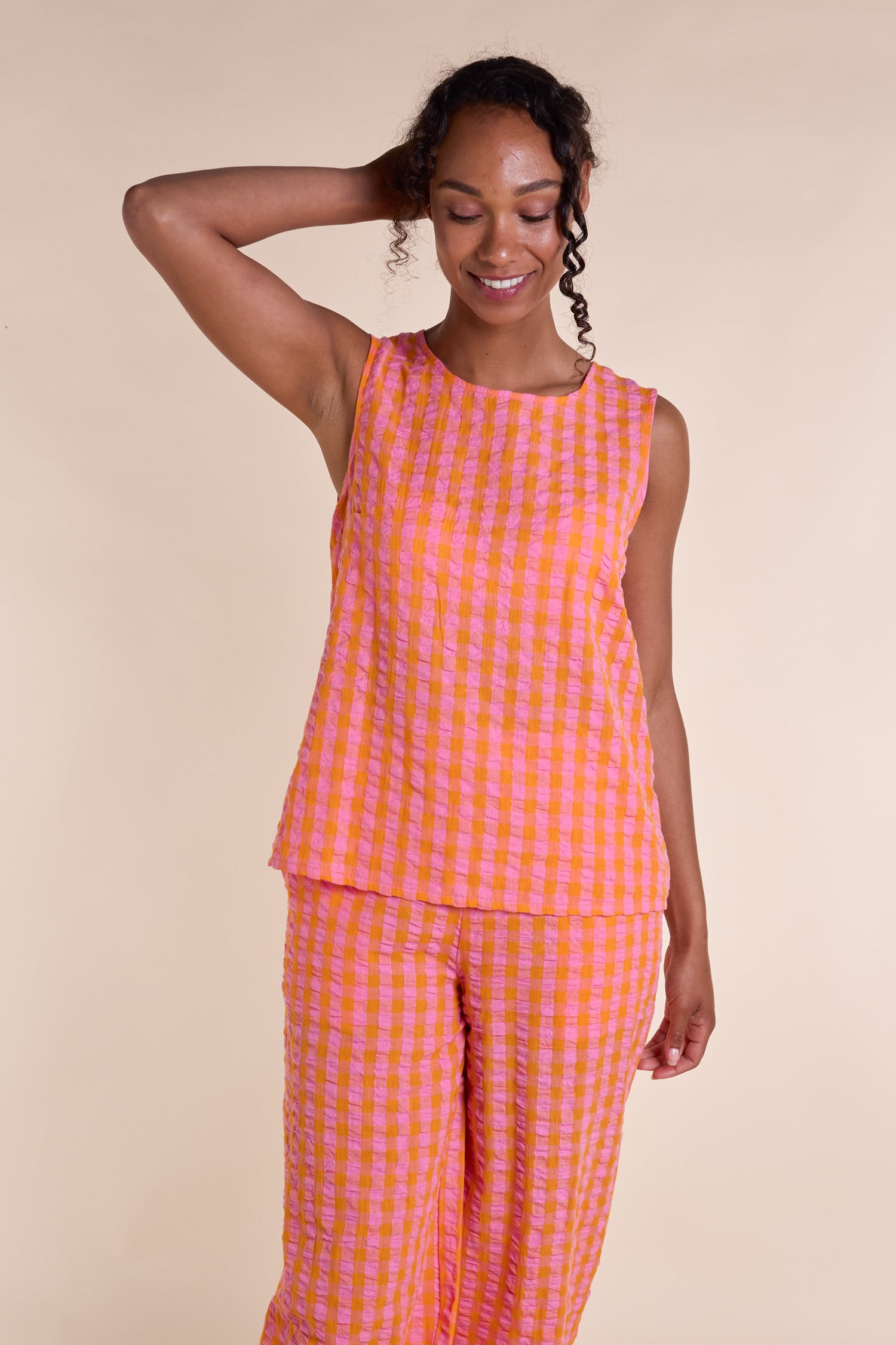 NOMADS TEXTURED COTTON VEST - TANGERINE