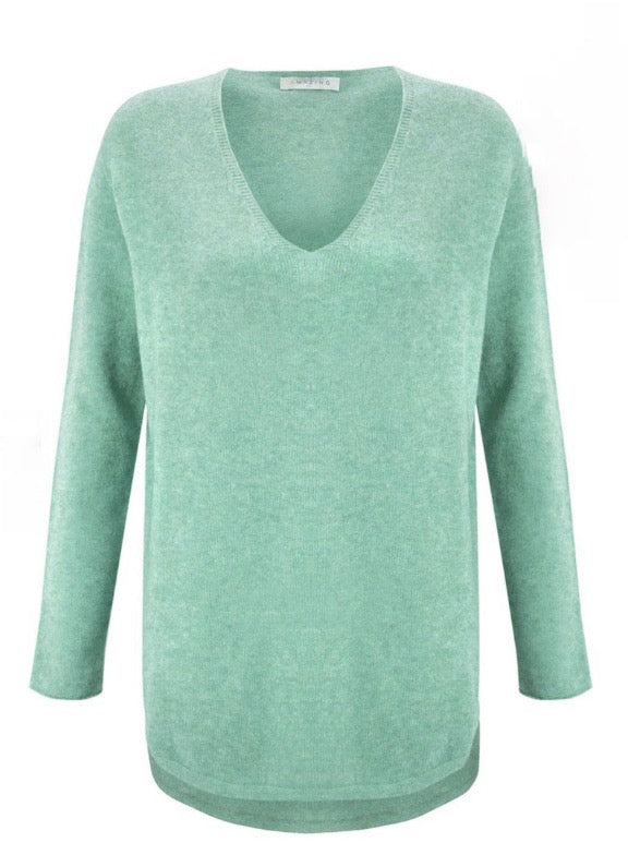 'Perrie' V Neck Jumper - Bay (Duck Egg)