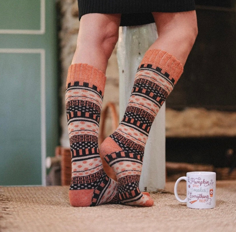 NORDIC SOCKS - SOPHIA - Knee High - ORANGE