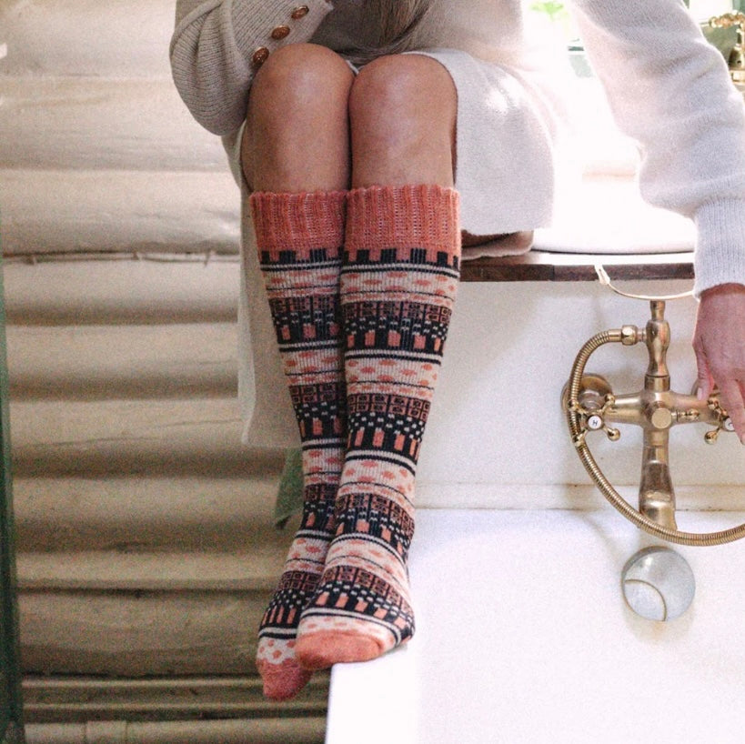 NORDIC SOCKS - SOPHIA - Knee High - ORANGE