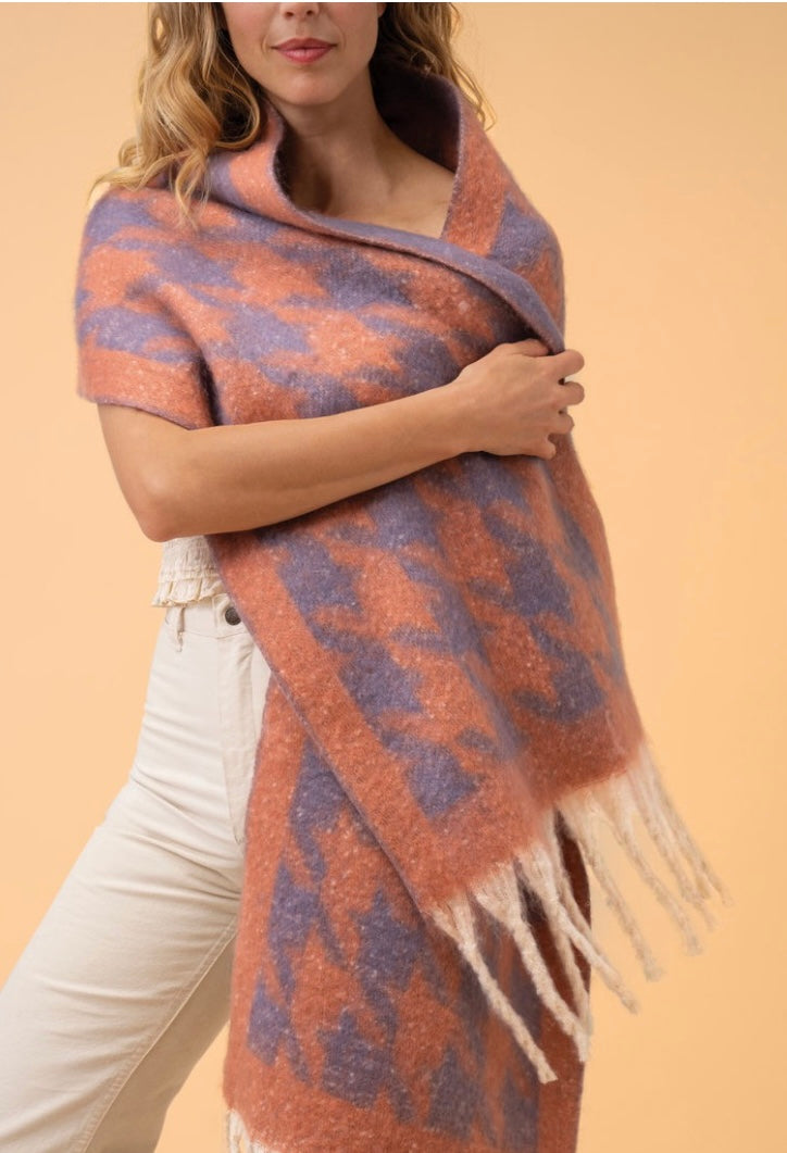 Cosy Scarf - Coral & Lavender