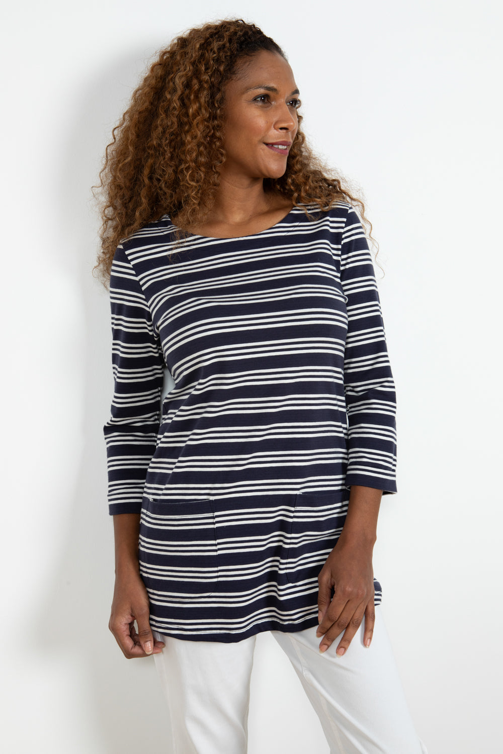 Coastal Tunic Basic Stripe - Navy/Ecru