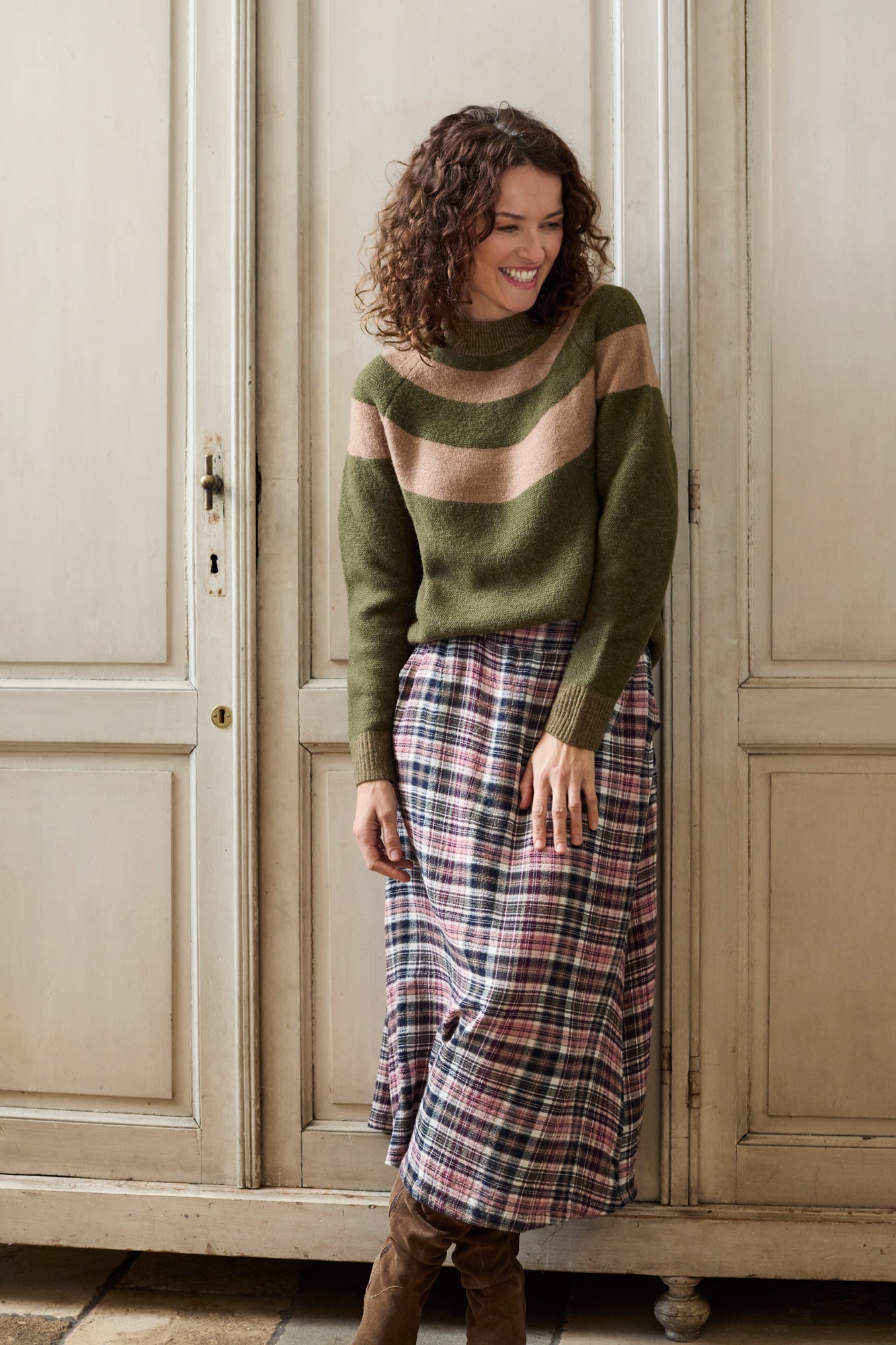 ALICE CHECK SKIRT - MULBERRY