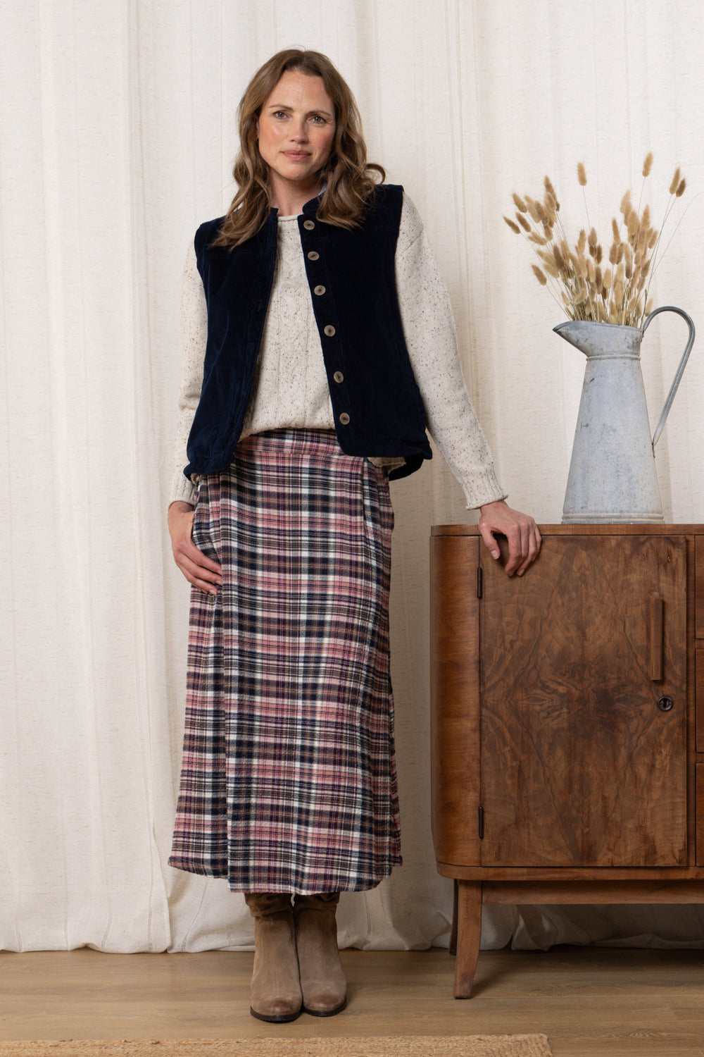 ALICE CHECK SKIRT - MULBERRY