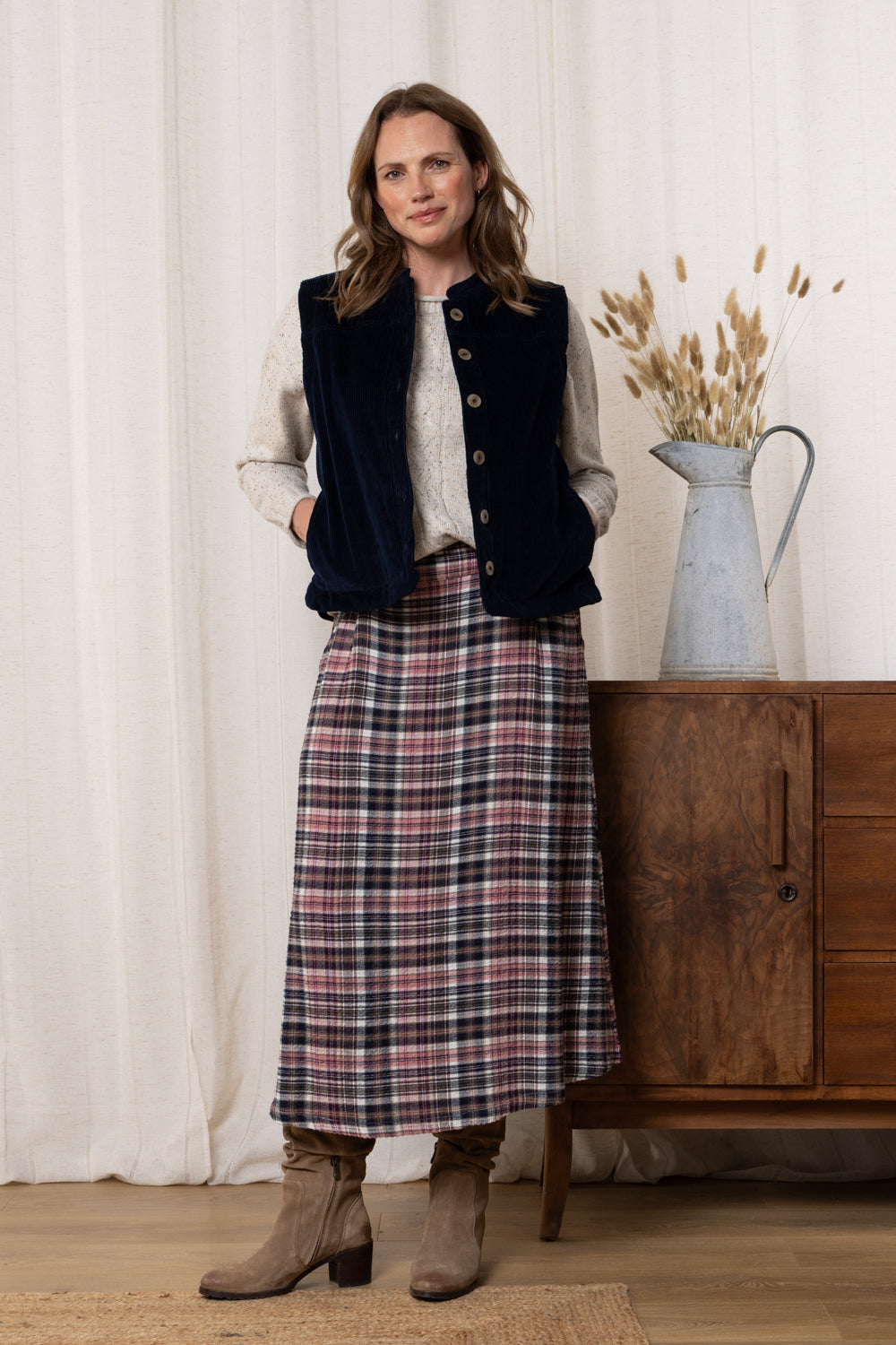 ALICE CHECK SKIRT - MULBERRY