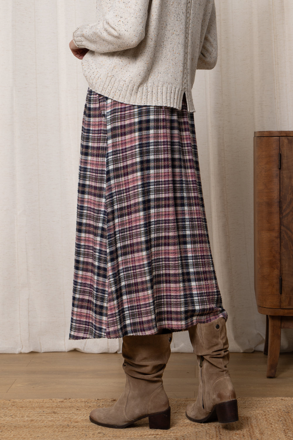 ALICE CHECK SKIRT - MULBERRY