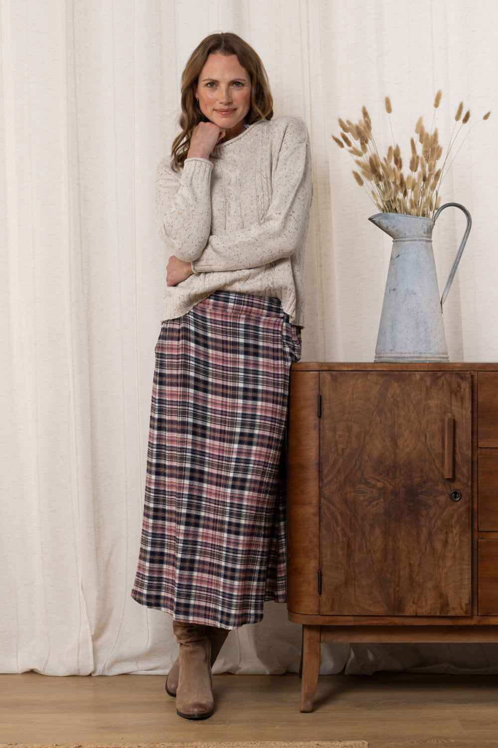 ALICE CHECK SKIRT - MULBERRY
