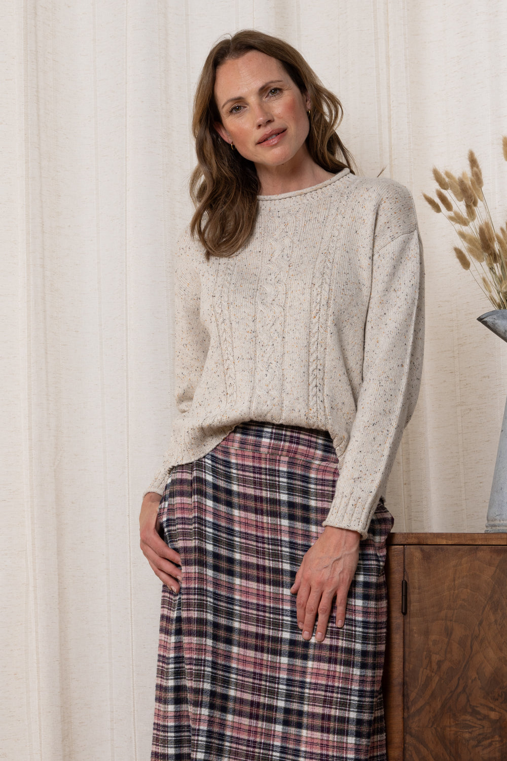 ALICE CHECK SKIRT - MULBERRY