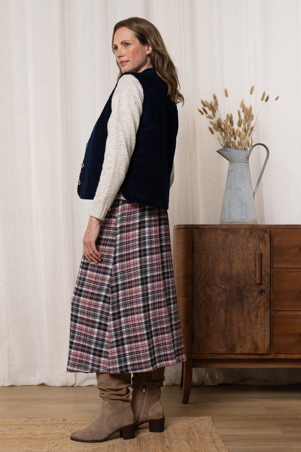 ALICE CHECK SKIRT - MULBERRY