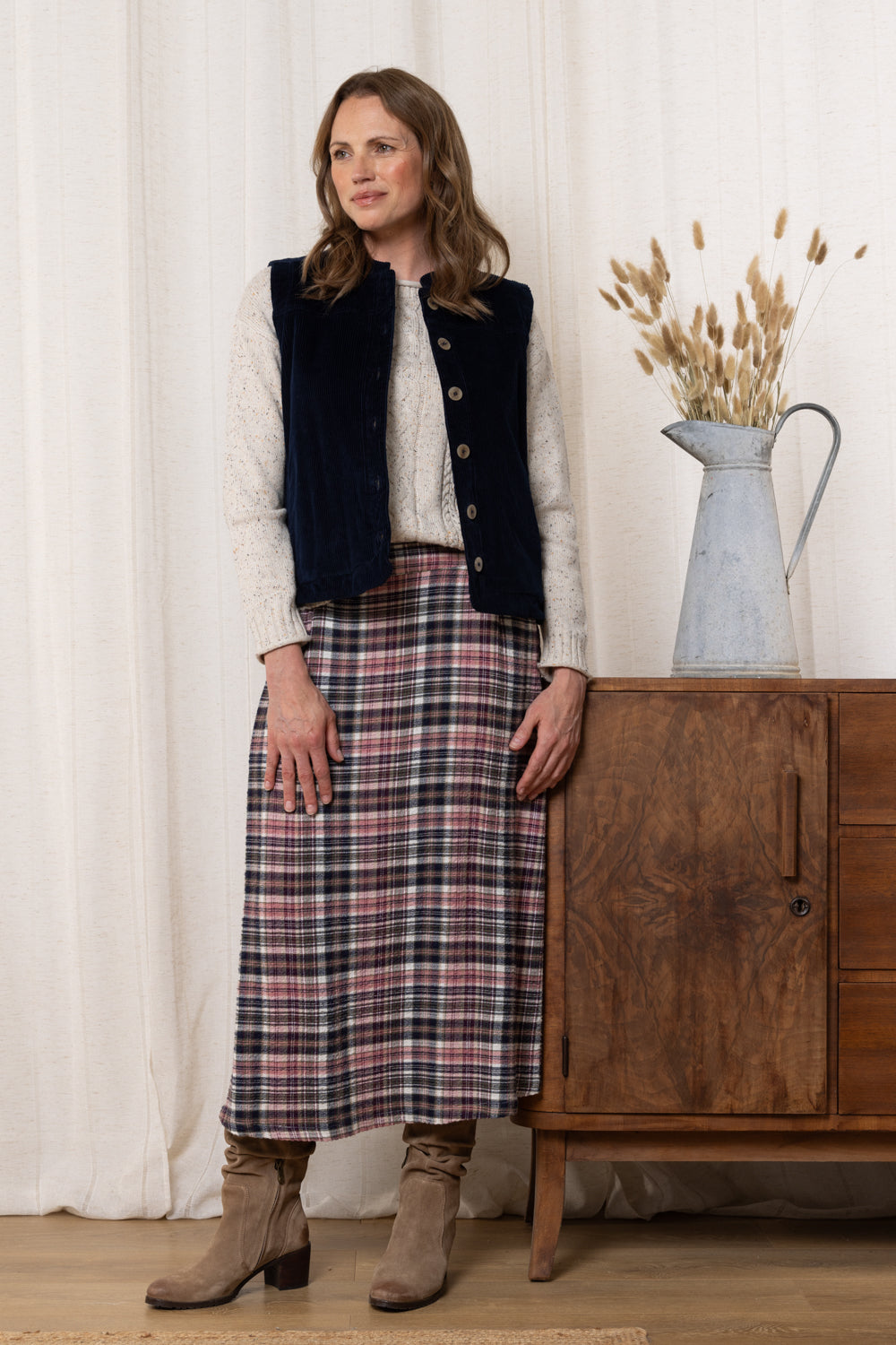 ALICE CHECK SKIRT - MULBERRY