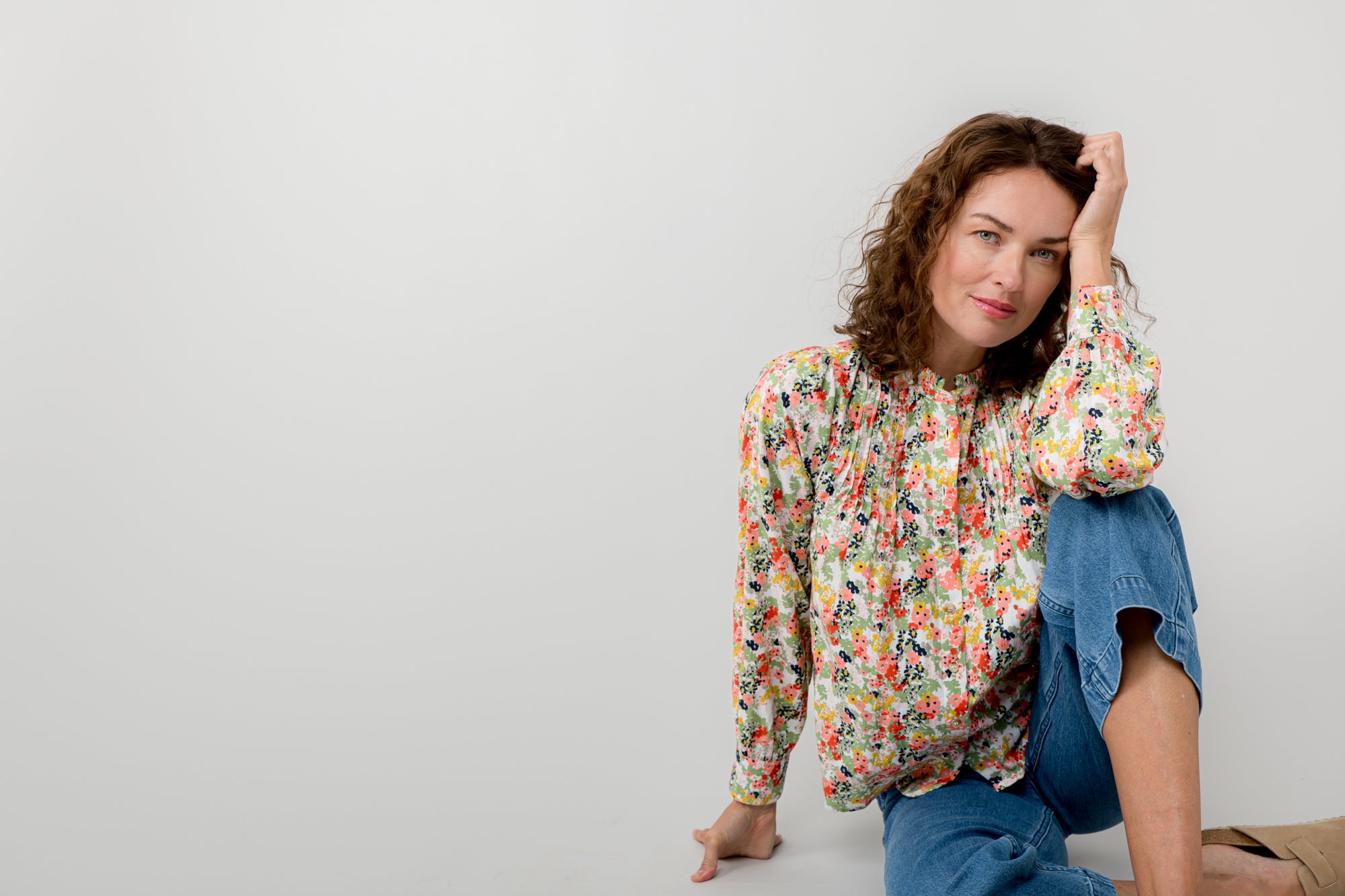 LILY AND ME FLORA ORGANIC COTTON DITSY PRINT BLOUSE