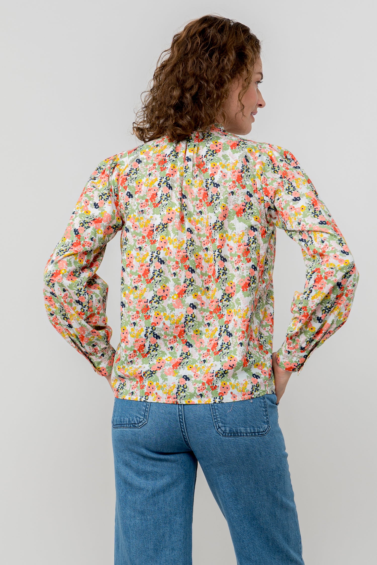 LILY AND ME FLORA ORGANIC COTTON DITSY PRINT BLOUSE