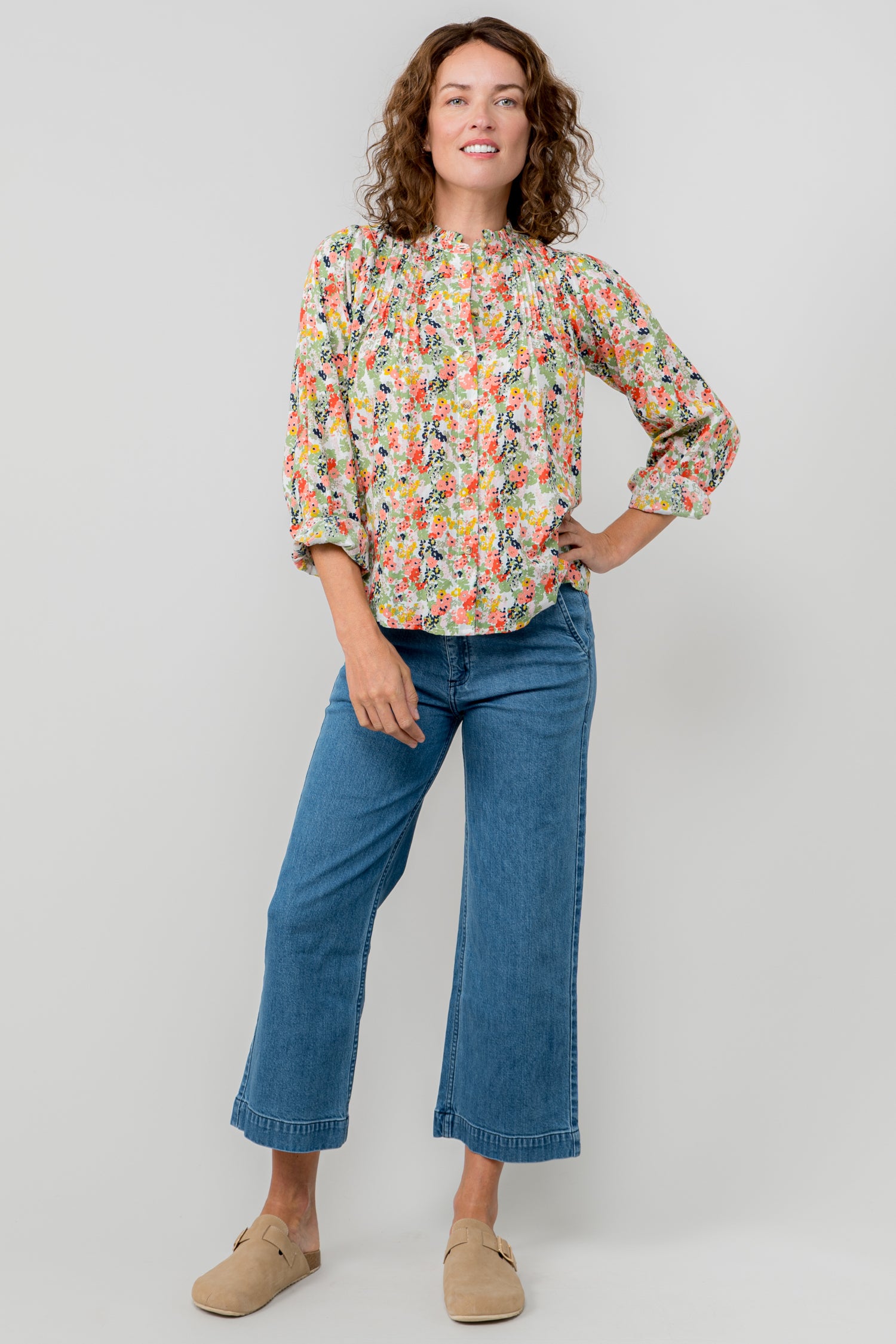 LILY AND ME FLORA ORGANIC COTTON DITSY PRINT BLOUSE