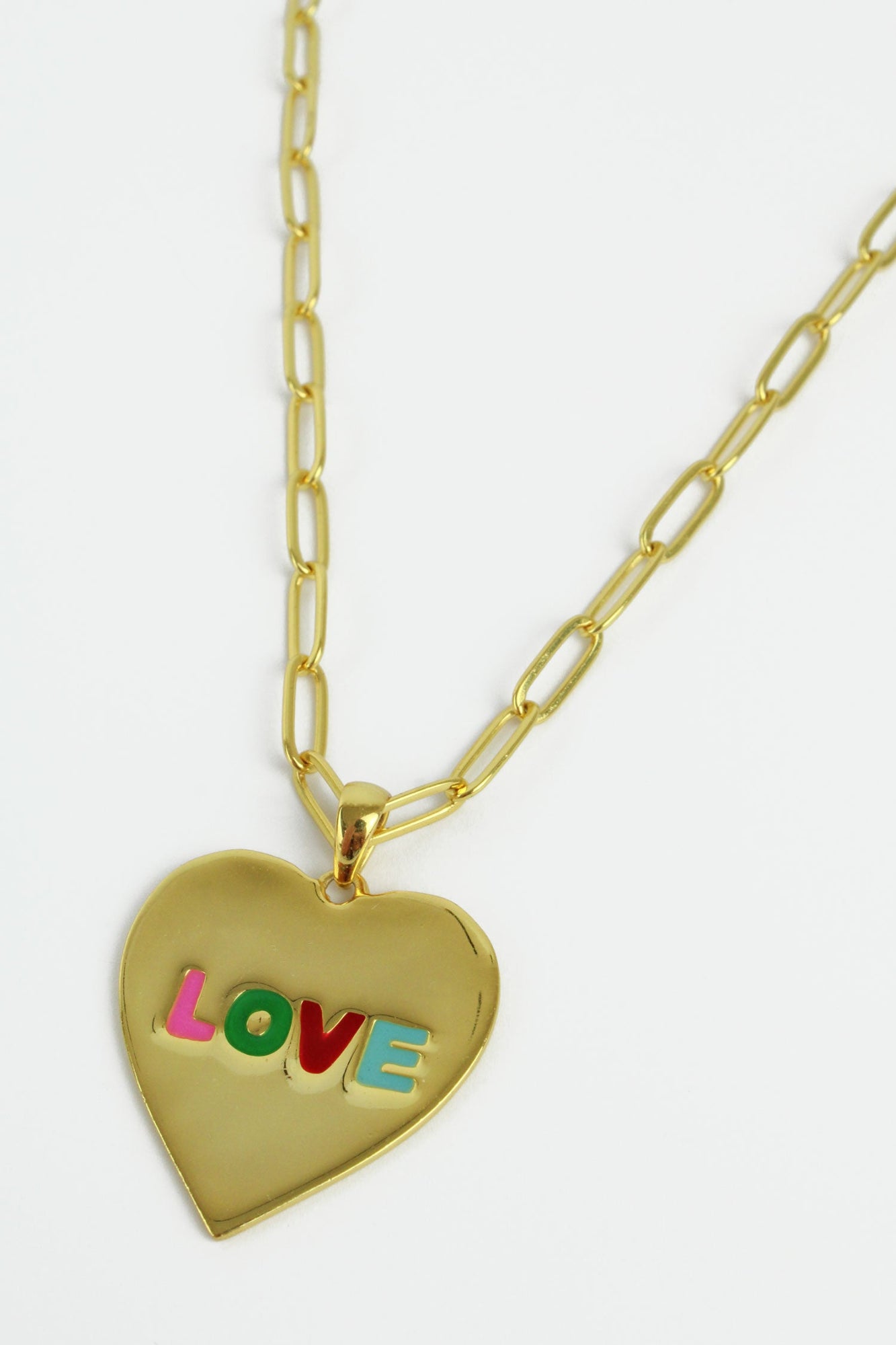 MY DORIS RAINBOW ENAMEL 'LOVE' HEART NECKLACE