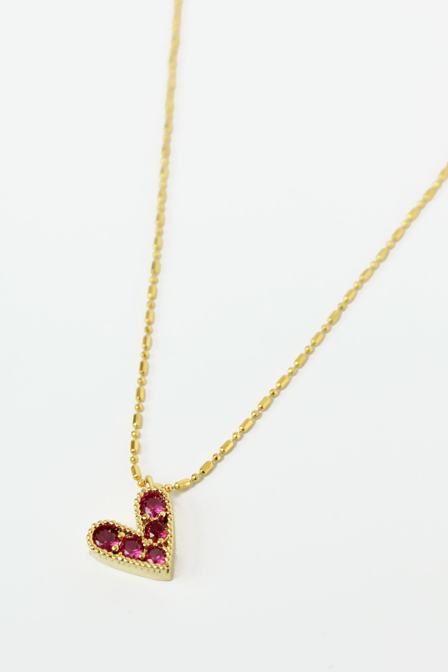 MY DORIS PINK GEMSTONE HEART NECKLACE