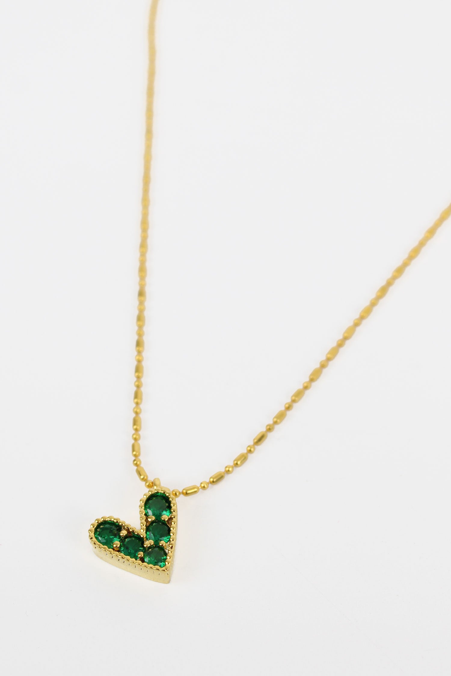 MY DORIS GREEN GEMSTONE HEART NECKLACE