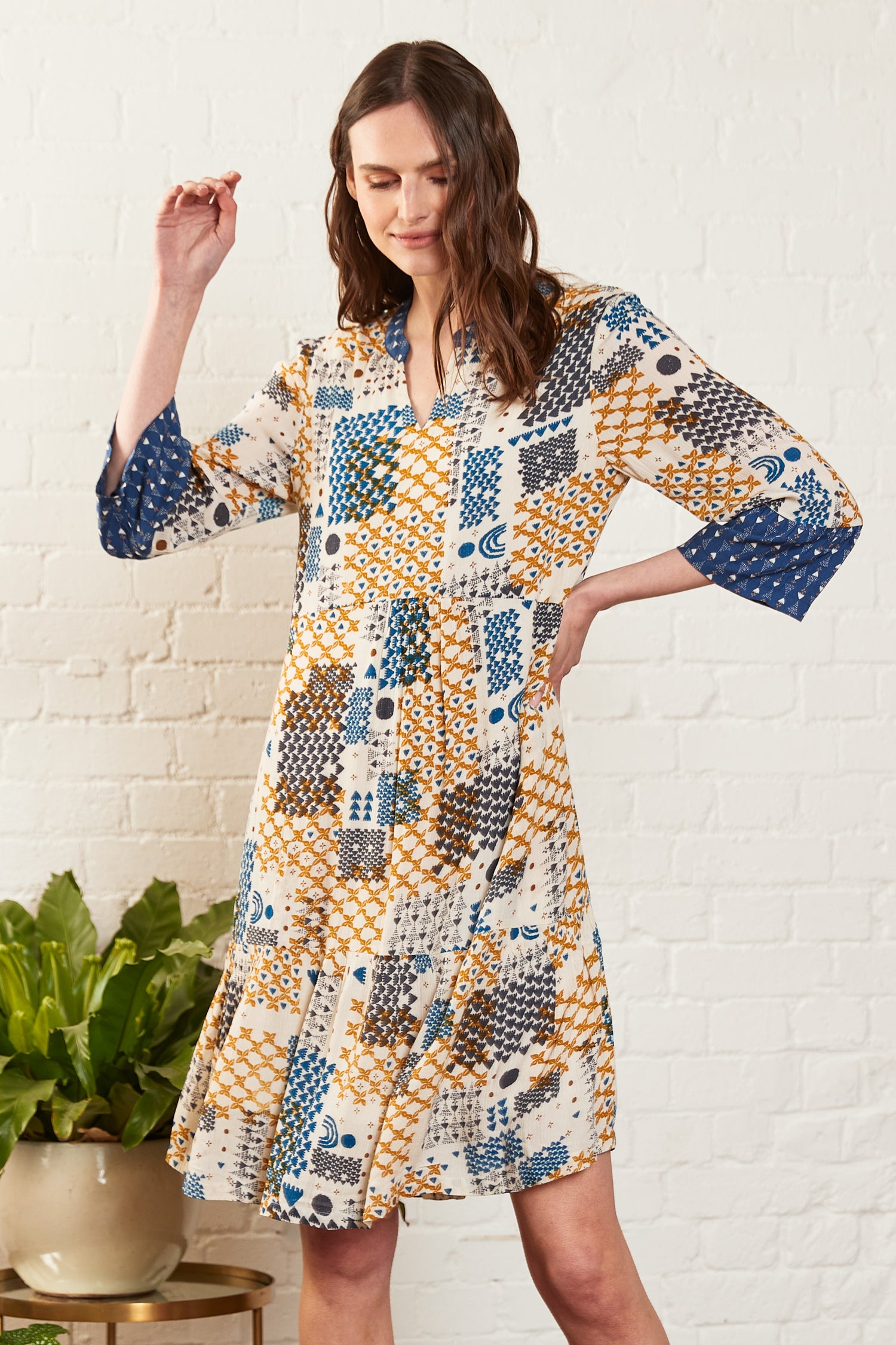 VISCOSE DAKOTA GATHERED TUNIC DRESS
