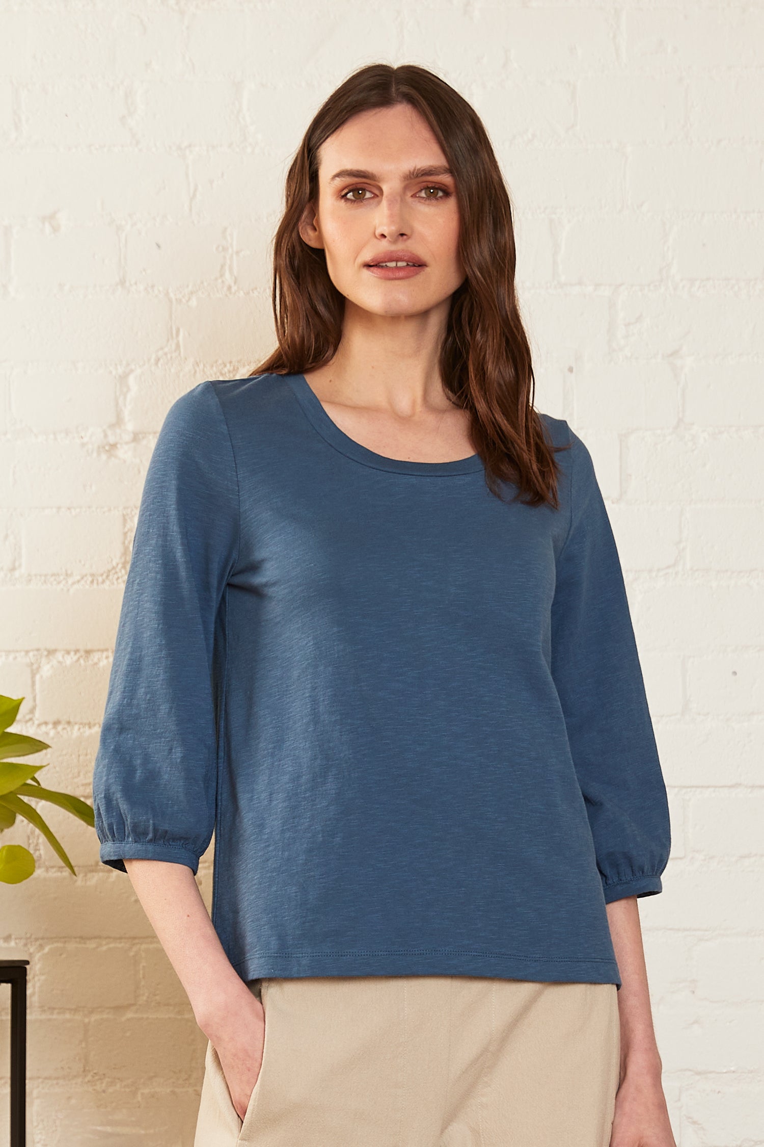 ORGANIC COTTON JERSEY TOP - SKY