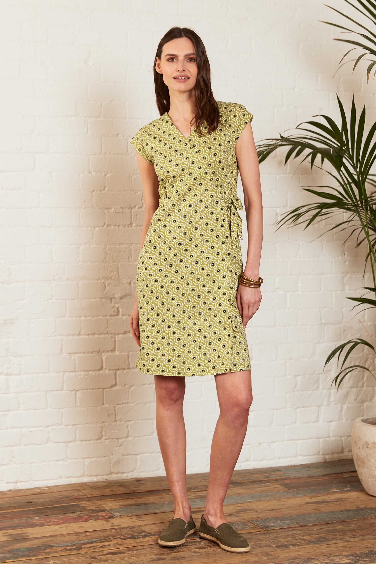 PETAL BURST ORGANIC COTTON WRAP DRESS