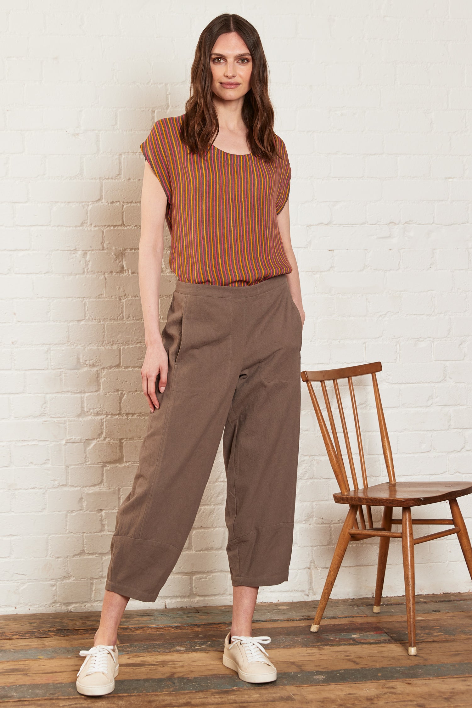 COTTON BUBBLE TROUSERS - CAROB