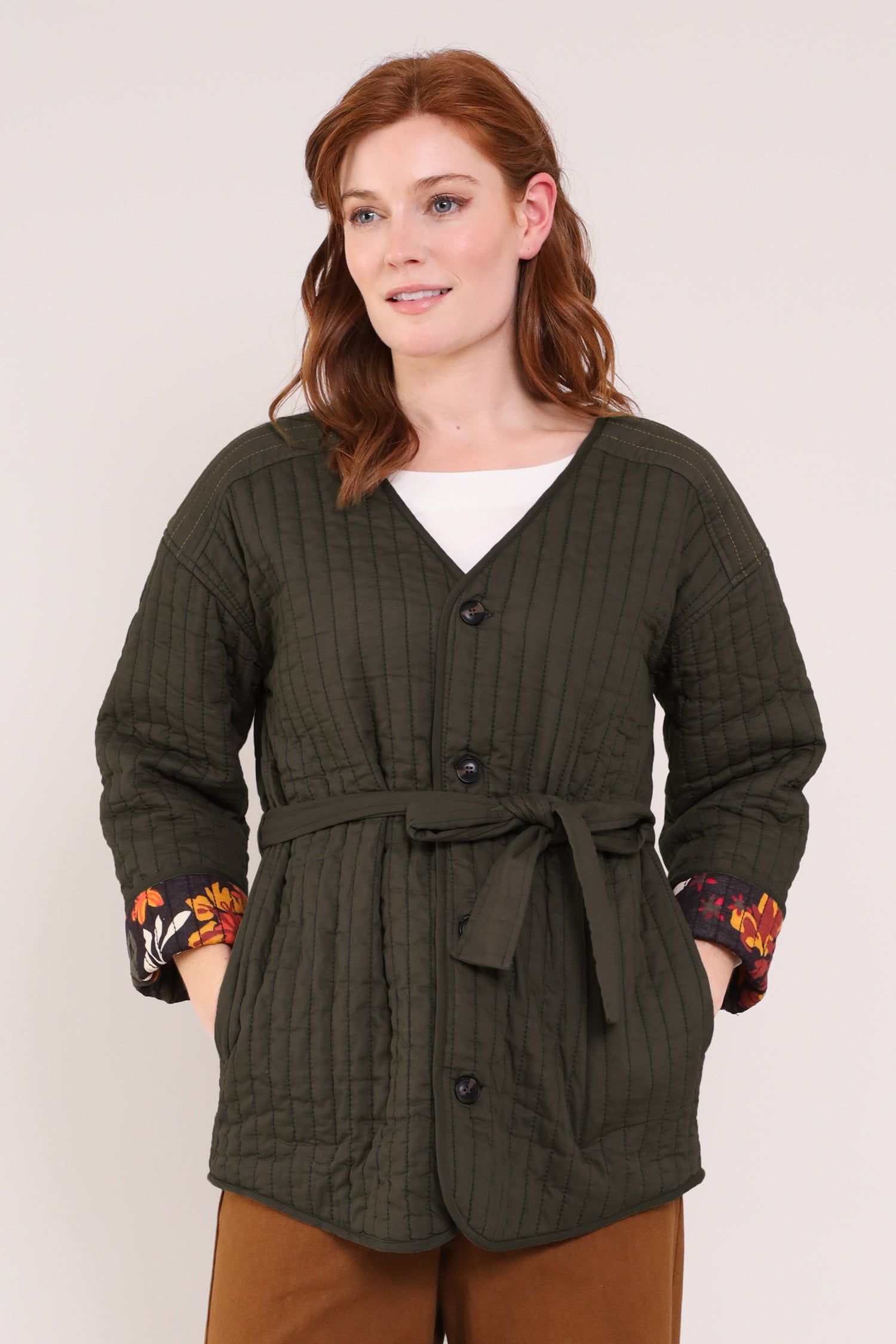 REVERSIBLE QUILTED JACKET - KHAKI