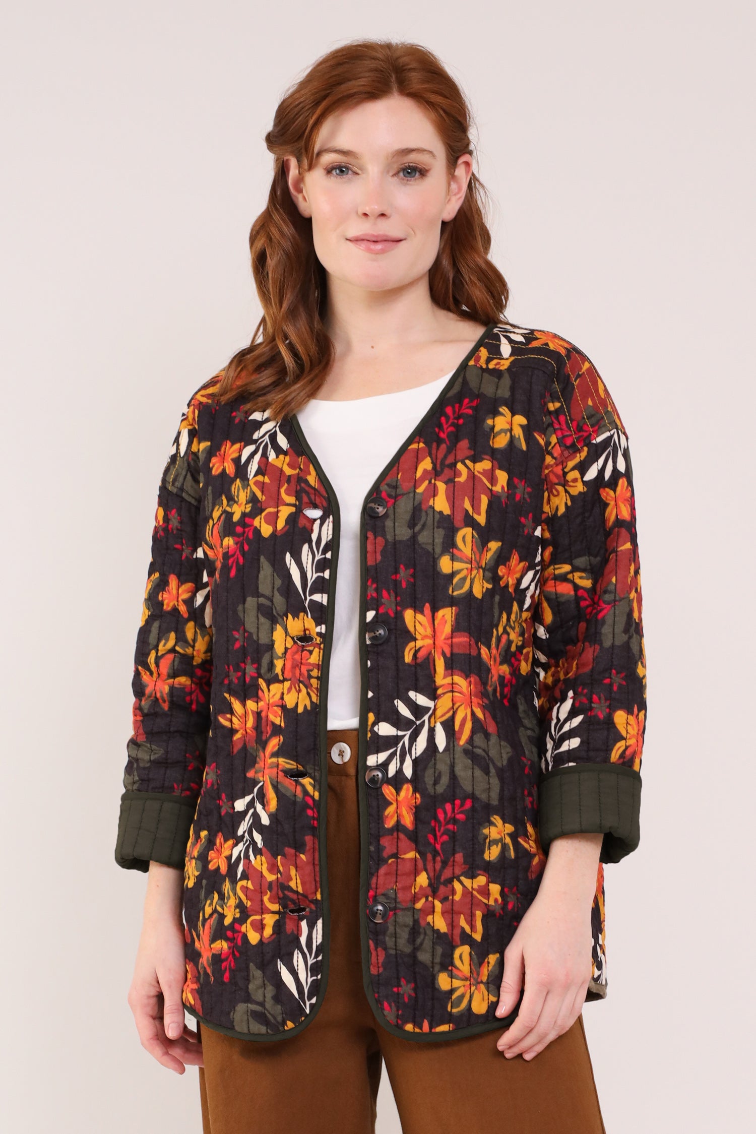 REVERSIBLE QUILTED JACKET - KHAKI