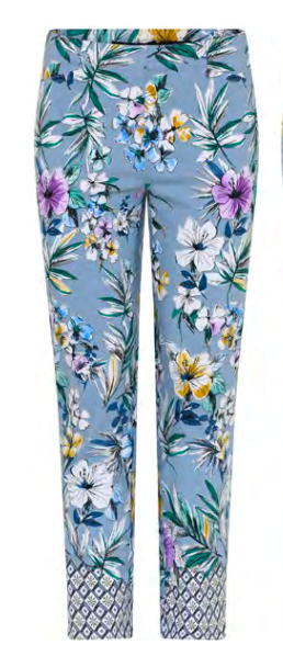 Robell Rose 09 Floral Trouser - Blue