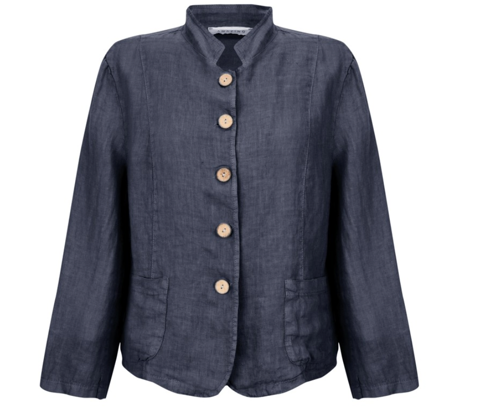 KATIA FRONT POCKET SHORT JACKET - NAVY