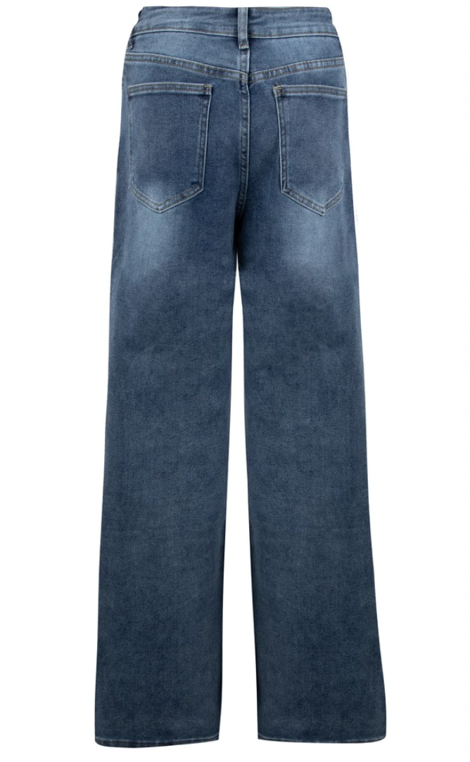 VINTAGE WASH WIDE LEG DENIM JEAN