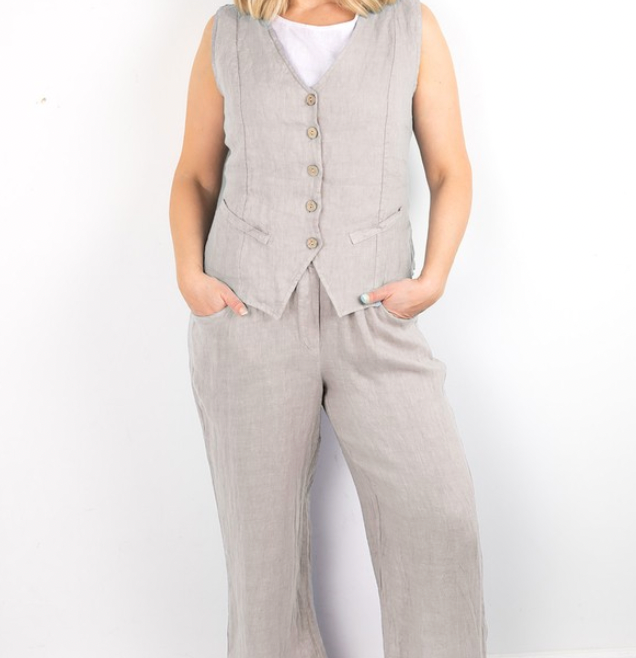 KITTY LINEN WAITCOAT - NATURAL