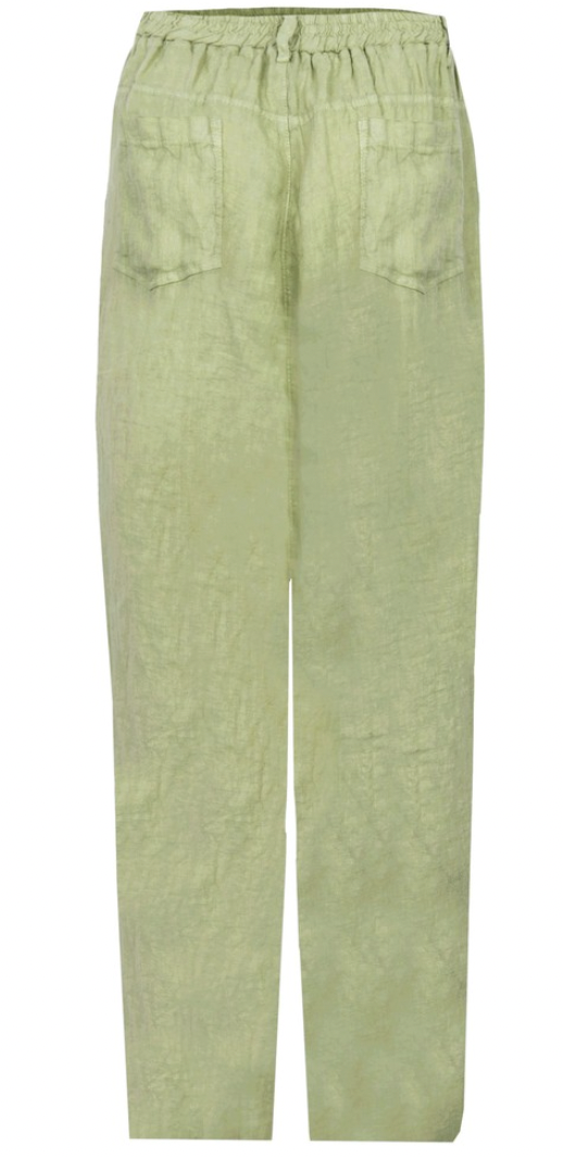 ODIE LINEN CROPPED TAPERED TROUSER - LEEK