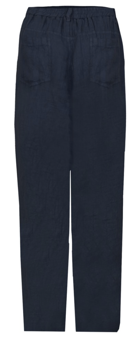 ODIE LINEN CROPPED TAPERED TROUSER - NAVY