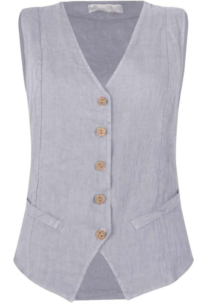 KITTY LINEN WAISTCOAT - SILVER