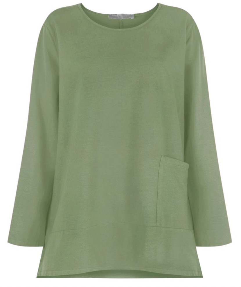 GEORGIE OVERSIZED COTTON JERSEY TOP - KHAKI