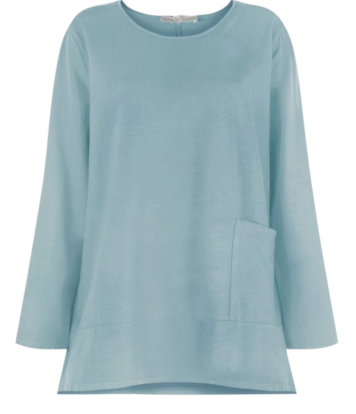 GEORGIE OVERSIZED COTTON JERSEY TOP - DENIM BLUE