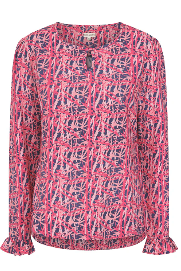 MUDD & WATER ROWAN TOP - ABSTRACT PINK