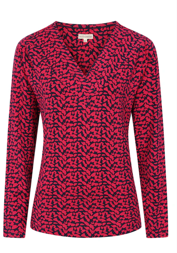 MUDD & WATER FAUNA TOP - ABSTRACT PRINT - PINK