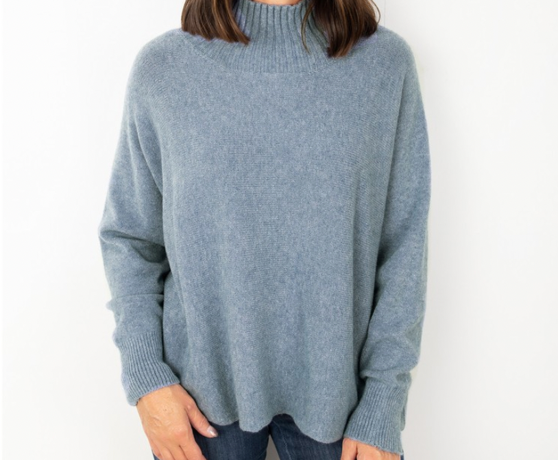 AMAZING WOMAN JOLIE BOXY HIGH NECK - DENIM BLUE