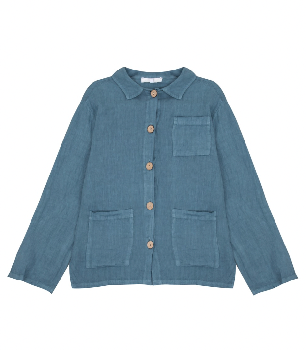 AMAZING WOMAN KEELY CHORE LINEN JACEKT - DENIM BLUE