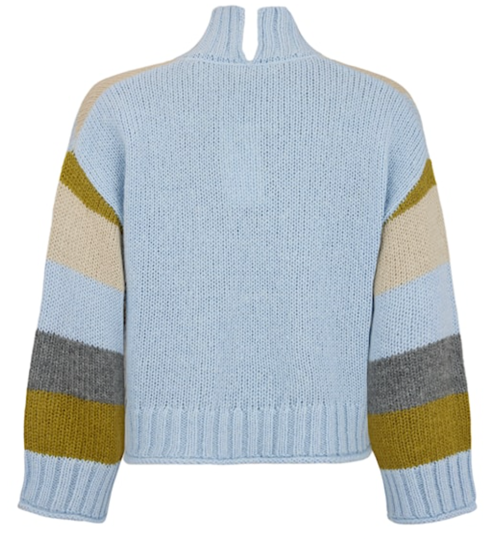 NOEN KNIT CARDIGAN - BLUE/FOREST GREEN